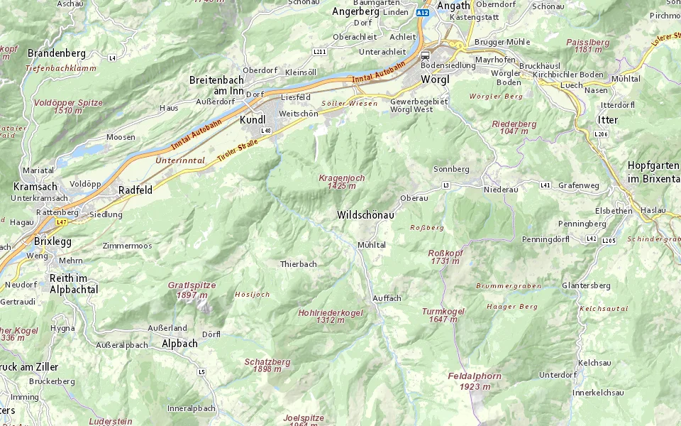 Ungefähre Lage im Raum Wildschönau