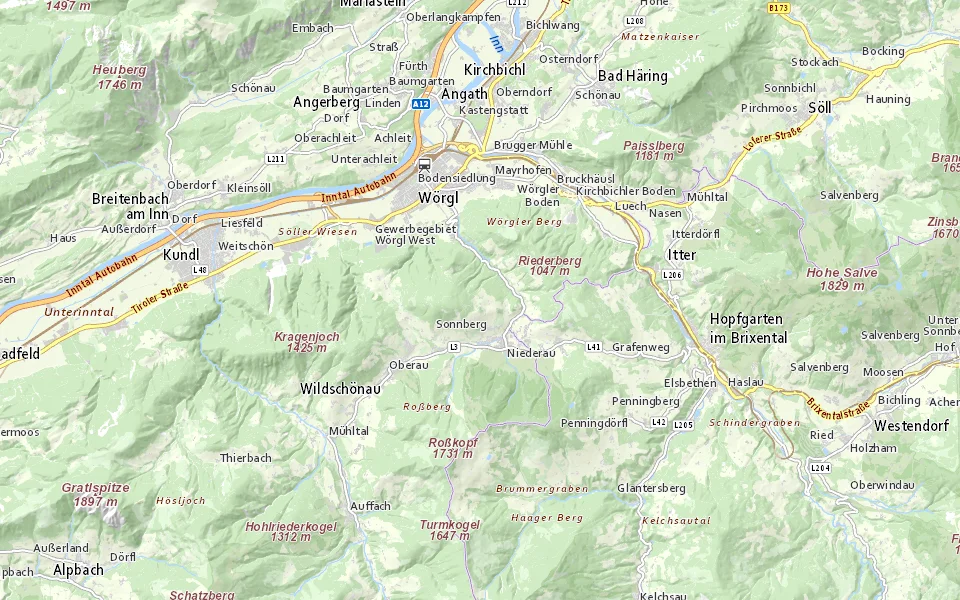 Ungefähre Lage im Raum Wildschönau