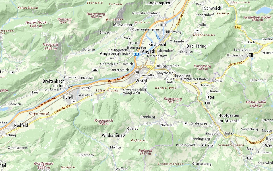 Ungefähre Lage im Raum Wörgl