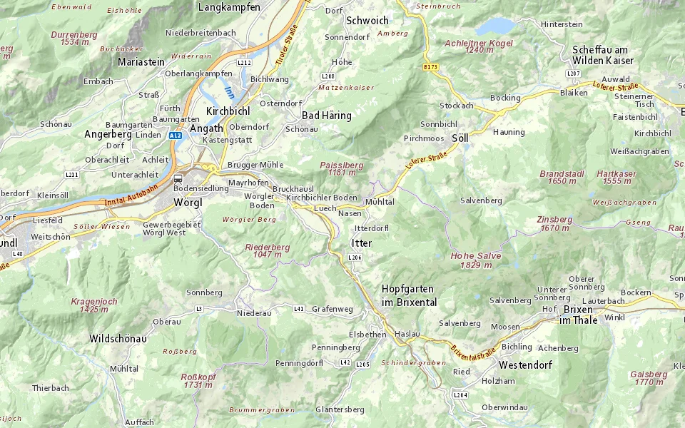 Ungefähre Lage im Raum Itter