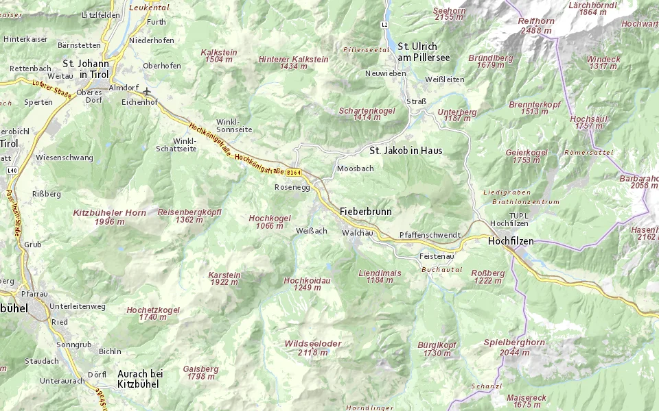 Ungefähre Lage im Raum Fieberbrunn