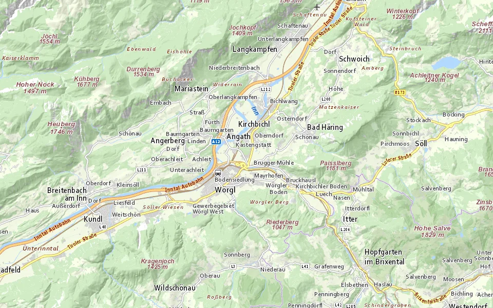 Ungefähre Lage im Raum Kirchbichl