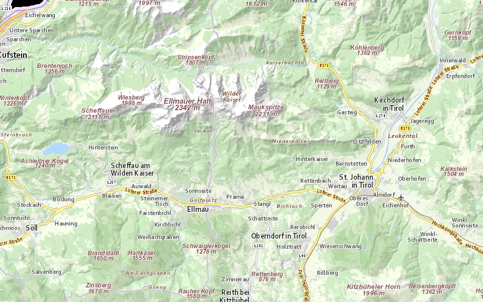 Ungefähre Lage im Raum Going am Wilden Kaiser