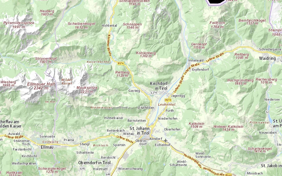 Ungefähre Lage im Raum Kirchdorf in Tirol